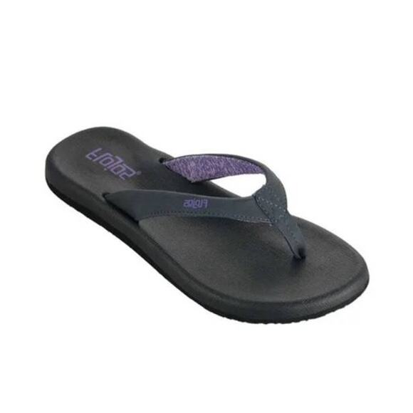 Flojos Jersey Thong Sandal Charcoal & Purple Size 7 (Women) Size 5 (M/Youth) NWT - Picture 1 of 5
